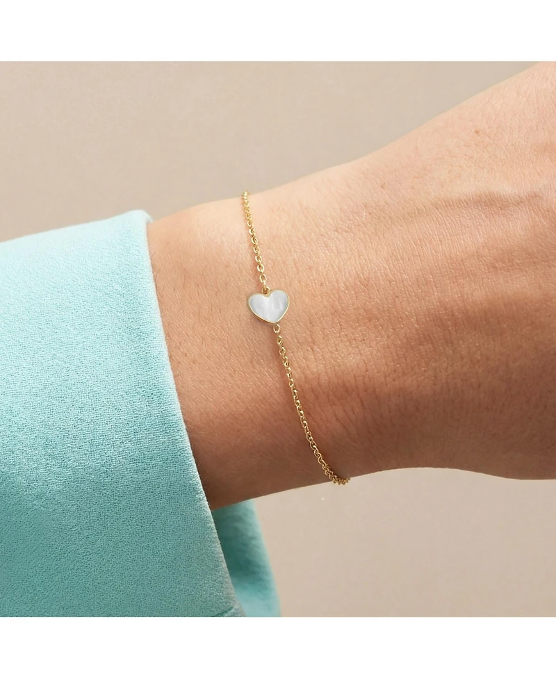 The Lovery Mini Mother of Pearl Single Heart Bracelet 14K Gold
