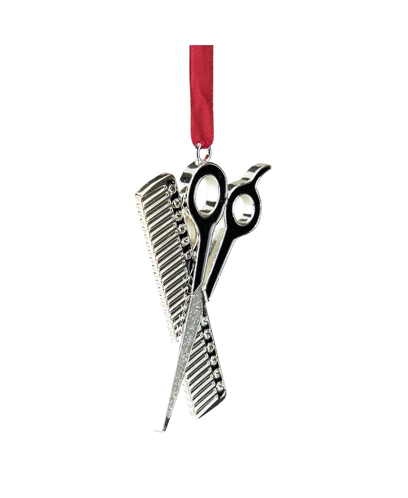 Northlight Plated Barber Scissors and Comb Christmas Tree Ornament with European Crystals