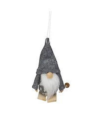 Northlight 4" Skiing Santa Gnome Christmas Ornaments, Set of 2