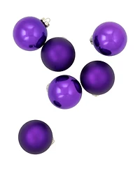 Northlight 6-Piece Shiny and Matte Purple Glass Ball Christmas Ornament Set 3.25" 80mm