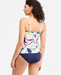 Anne Cole Women's Underwire Surplice Tri Printed Tankini Top