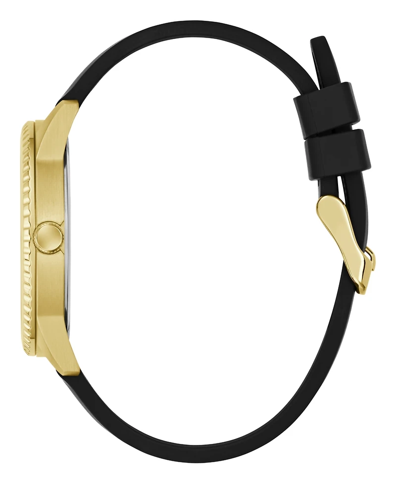 Guess Men's Gold-Tone Black Silicone Watch, 40mm