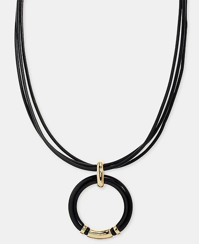 Lauren Ralph Lauren Color Ring Leather Pendant Necklace