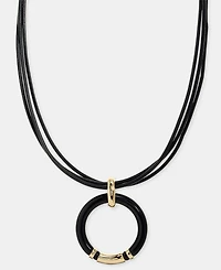 Lauren Ralph Lauren Color Ring Leather Pendant Necklace