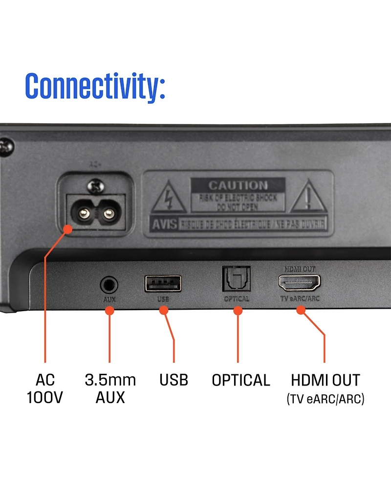 Westinghouse 3.1.2 Channel All-in-One Soundbar with Dolby Atmos and Dolby Digital Plus, Built-in Subwoofer and Dolby Atmos Height Speakers, Bluetooth
