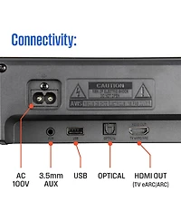 Westinghouse 3.1.2 Channel All-in-One Soundbar with Dolby Atmos and Dolby Digital Plus, Built-in Subwoofer and Dolby Atmos Height Speakers, Bluetooth