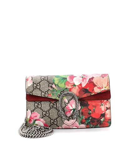 Pre-Owned Gucci Super Mini Dionysus Bag Blooms Print Gg Coated Canvas