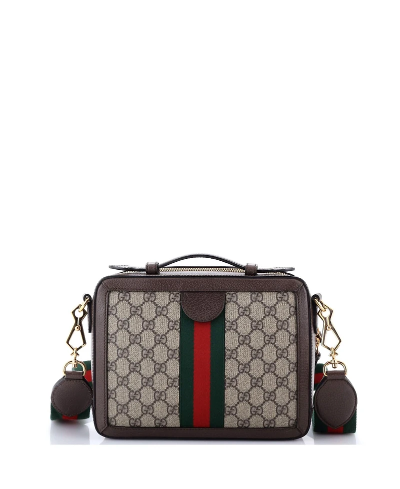 Pre-Owned Gucci Small Ophidia Zip Around Camera Bag Gg Coated Canvas