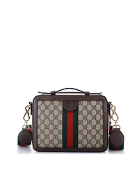 Pre-Owned Gucci Small Ophidia Zip Around Camera Bag Gg Coated Canvas