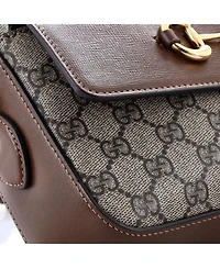 Pre-Owned Gucci Small Horsebit 1955 Flap Pocket Camera Bag Gg Coated Canvas and Leather