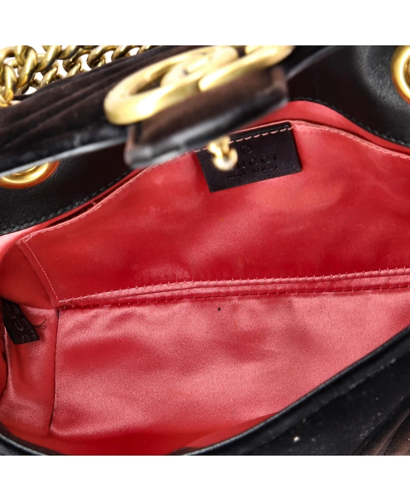 Pre-Owned Gucci Mini Gg Marmont Flap Bag Matelasse Velvet
