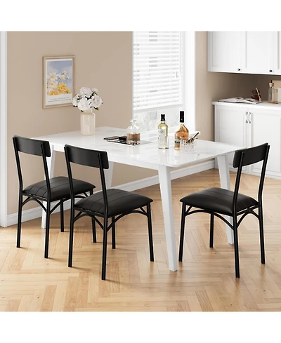 gaomon Set of 4 Modern Upholstered Dining Chairs, Ergonomic High Back, Steel Legs, Comfortable Seat, 140kg Capacity, for Kitchen