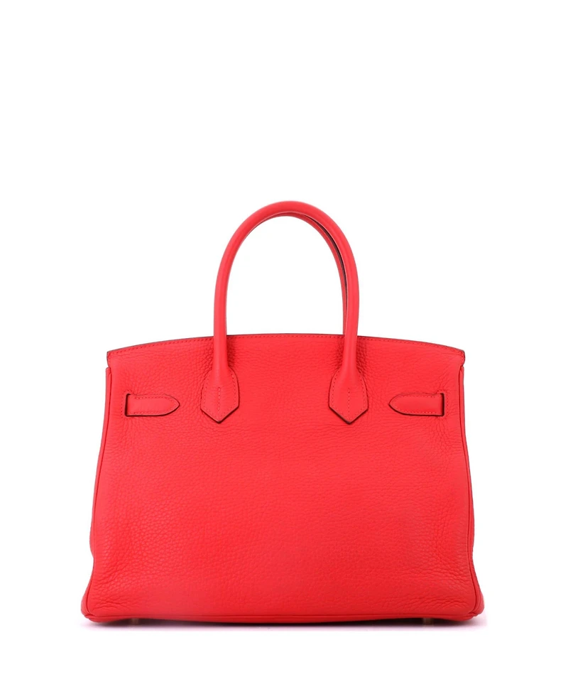 Pre-Owned HERMES Birkin 30 Handbag Red Clemence with Gold Hardware