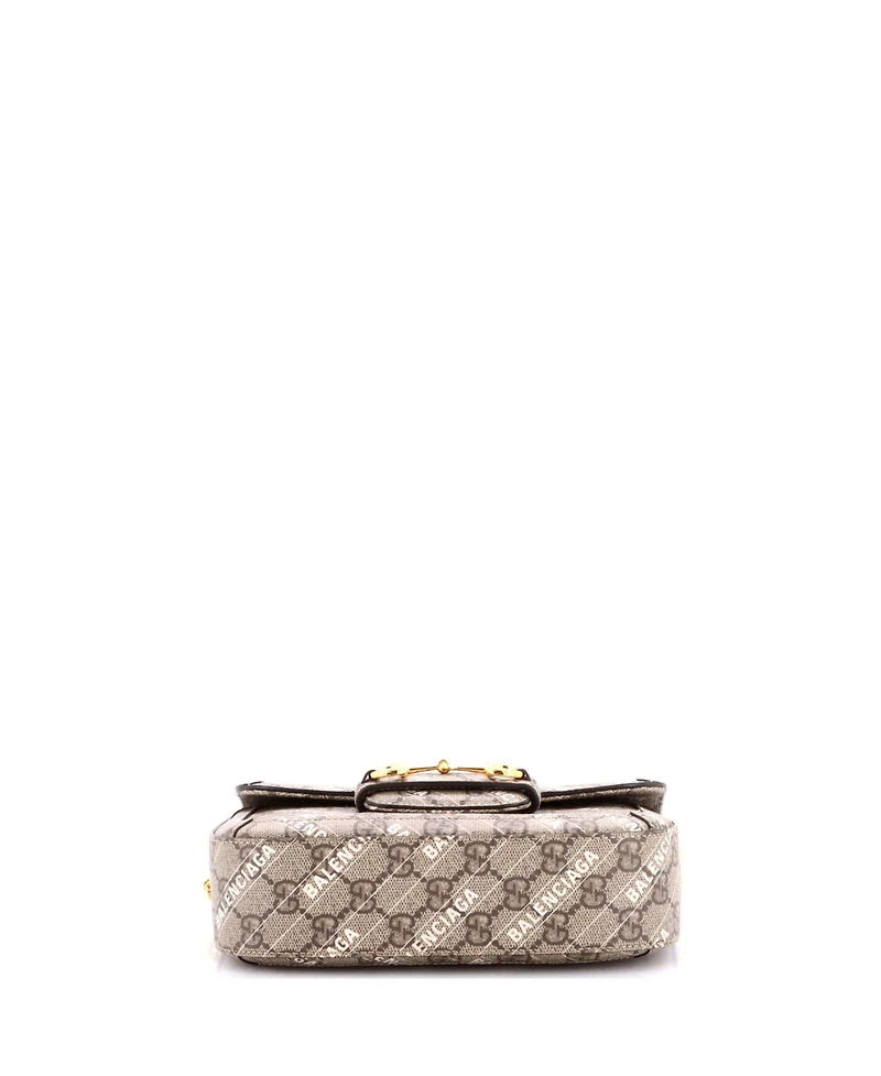 Pre-Owned Gucci Mini x Balenciaga The Hacker Project Horsebit 1955 Shoulder Bag Gg Coated Canvas