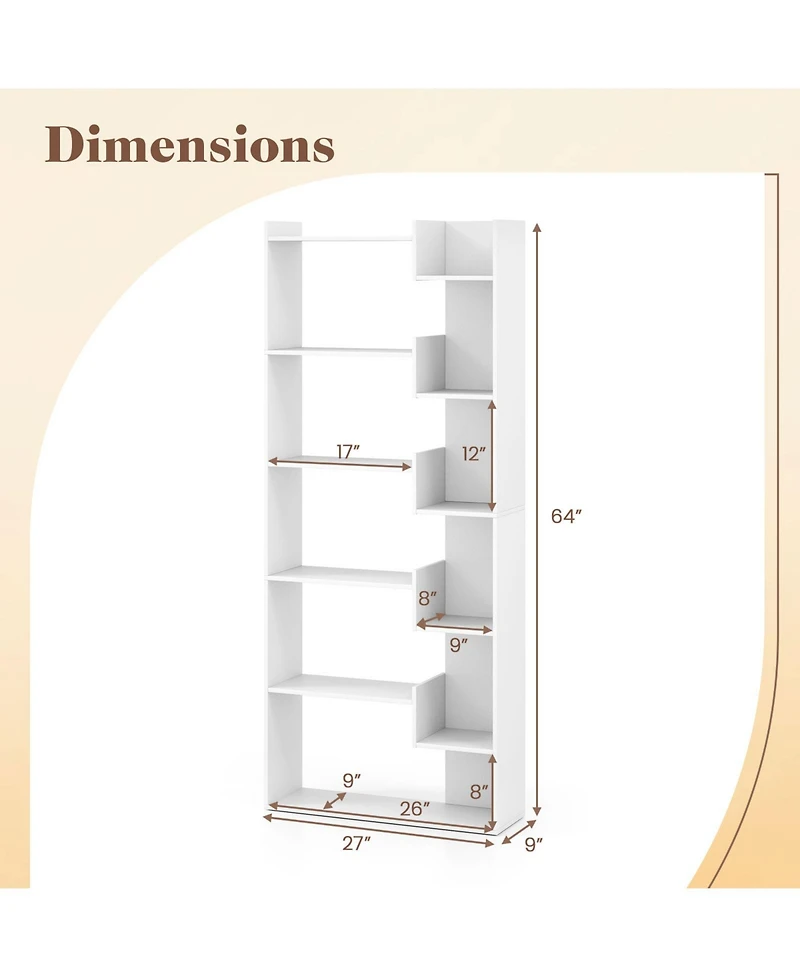 Slickblue 6-Tier Bookshelf Wooden Bookcase with 2 Anti-Tipping Kits Open Display