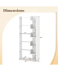 Slickblue 6-Tier Bookshelf Wooden Bookcase with 2 Anti-Tipping Kits Open Display