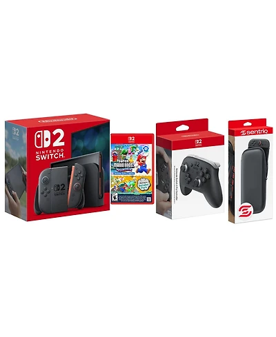 Nintendo Switch 2 Console with Super Mario Bros Wonder, Pro Controller and Protective Case Bundle