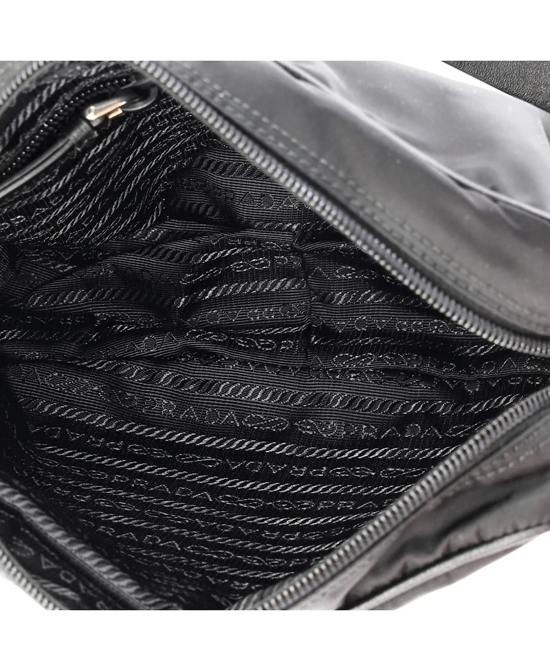 Pre-Owned Prada Small New Vela Shoulder Bag Tessuto with Studded Leather