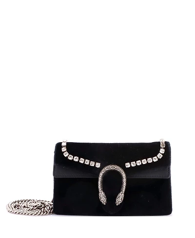 Pre-Owned Gucci Super Mini Dionysus Bag Crystal Embellished Velvet