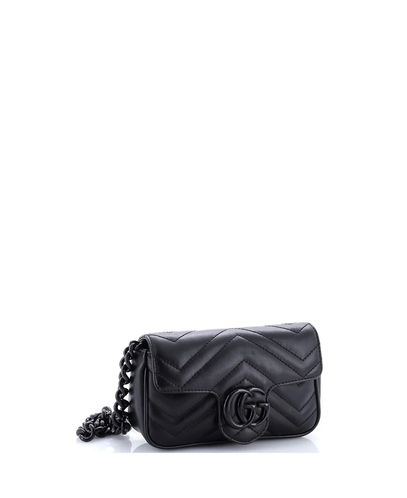 Pre-Owned Gucci Gg Marmont Flap Belt Bag Matelasse Leather