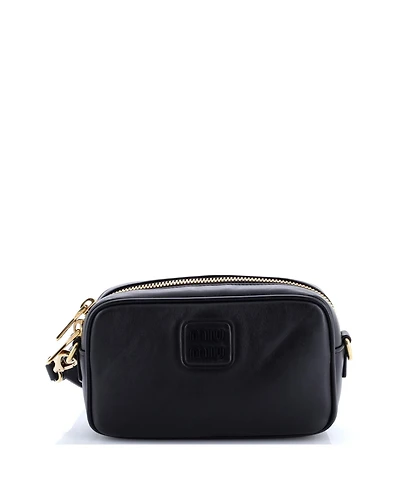 Pre-Owned Miu Miu Logo Embossed Camera Bag Leather