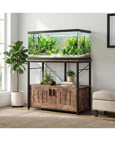 gaomon Heavy Duty Aquarium Stand for 40-50 Gallon Fish Tank - Metal & Wood Storage Cabinet Supports 660lbs Space Accessories Stylish Home