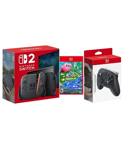 Nintendo Switch 2 Console with Kirby the Forgotten Land, Pro Controller and Protective Case Bundle