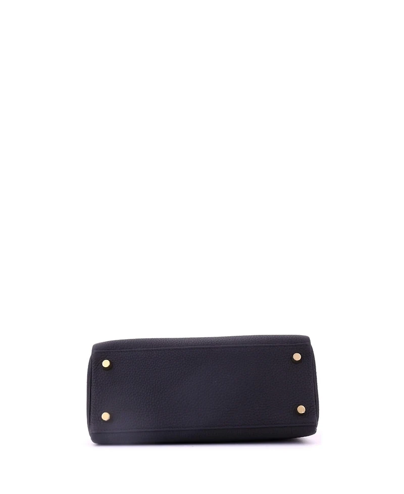 Pre-Owned HERMES Kelly 25 Handbag Black Togo with Gold Hardware