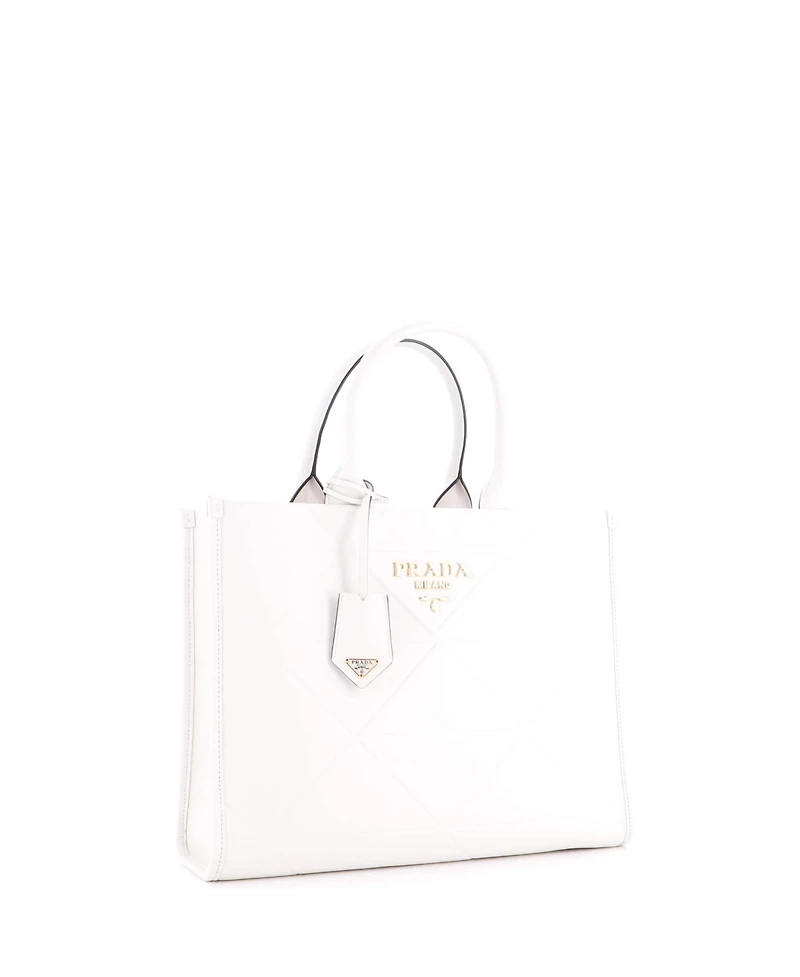 Pre-Owned Prada Medium Symbole Shopper Tote Embossed Leather