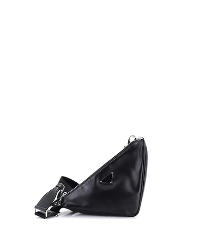 Pre-Owned Prada Small Triangle Logo Zip Crossbody Bag Soft Leather