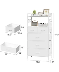 gaomon 5 Drawer Dresser for Bedroom - Storage Organizer Unit with Fabric, Sturdy Metal Frame and Wood Tabletop, Easy Pull Handle.