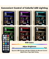 Rainsken 5-Layer Bookshelf, Heavy Duty Free-Standing Bookcase with Led Lighting, Storage Shelves for Living Room, Home Office