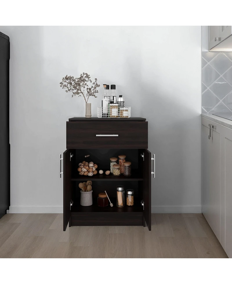 Depot E-Shop Barbados Pantry Cabinet 33" H with Top Drawer, Double Doors and Interior Shelves