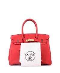 Pre-Owned HERMES Birkin 30 Handbag Red Togo with Gold Hardware