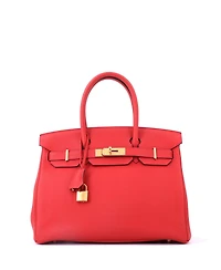 Pre-Owned HERMES Birkin 30 Handbag Red Togo with Gold Hardware