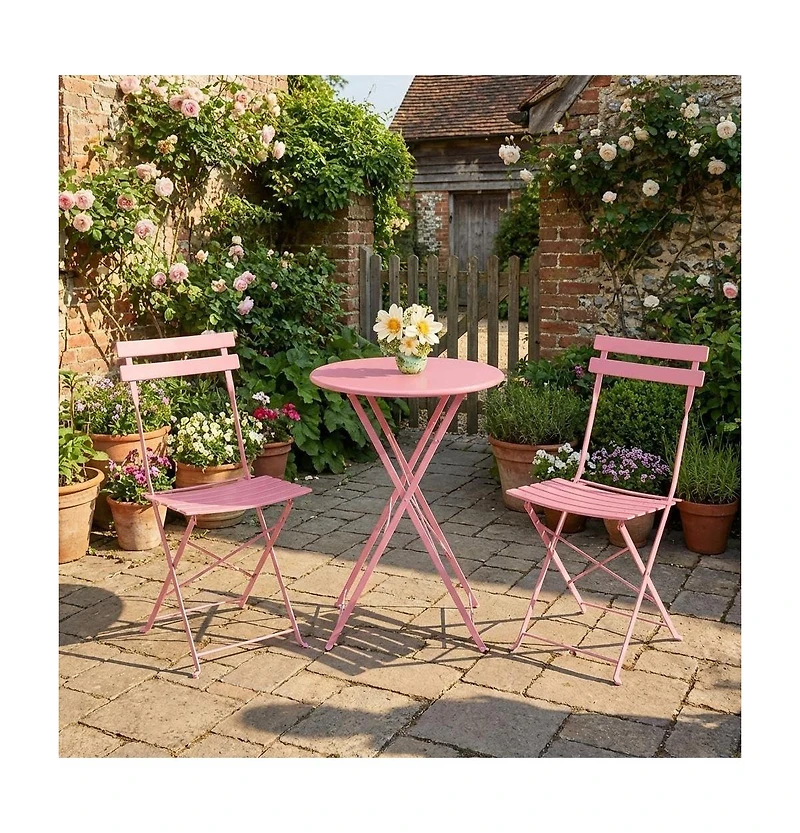 gaomon 3-Piece Folding Bistro Set, 2 Chairs and 1 Table, Weather-Resistant Outdoor/Indoor Conversation Set