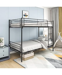 flynama Twin Over Twin Metal Bunk Bed Ladder Storage No Box Spring