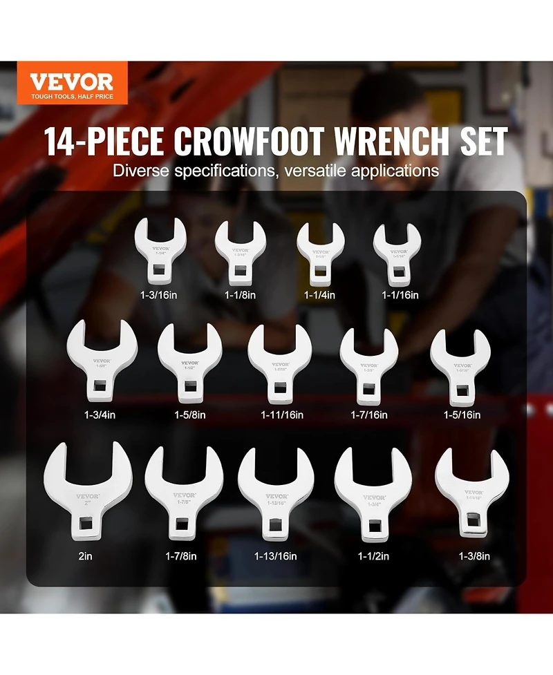 Xdovet Crowfoot Wrench Set, 1/2" Drive 14-Piece Sae (1-1/16"