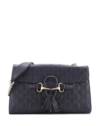Pre-Owned Gucci Medium Emily Chain Flap Bag Guccissima Leather