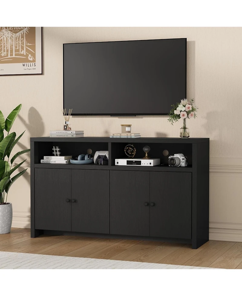 gaomon Buffet Sideboard Cabinet with Storage, 55" Large Farmhouse Kitchen Storage 4 Doors & Adjustable Shelves, Wood Coffee Bar Cabi