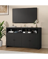 gaomon Buffet Sideboard Cabinet with Storage, 55" Large Farmhouse Kitchen Storage 4 Doors & Adjustable Shelves, Wood Coffee Bar Cabi