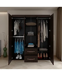 Depot E-Shop Valier Wardrobe, Deluxe Armoire with Multiple Storage Options and Metal Accents