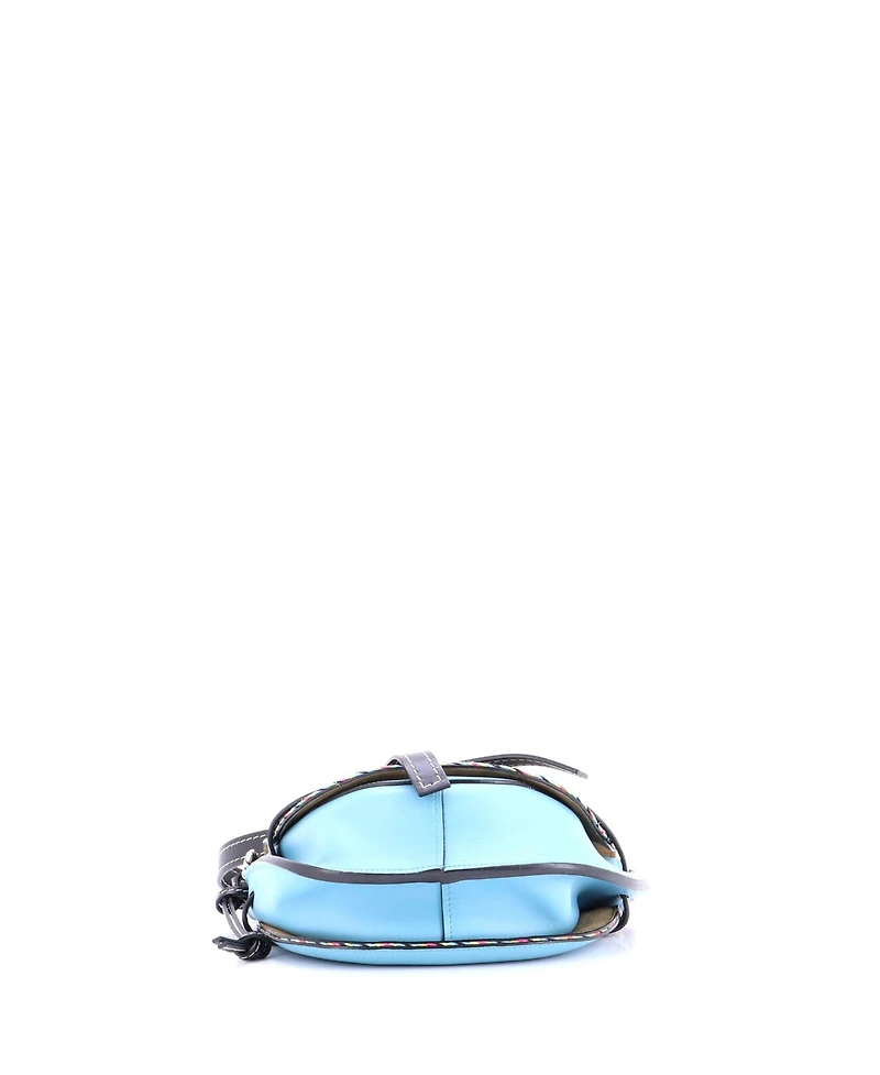 Pre-Owned Loewe Small Gate Shoulder Bag Leather with Raffia