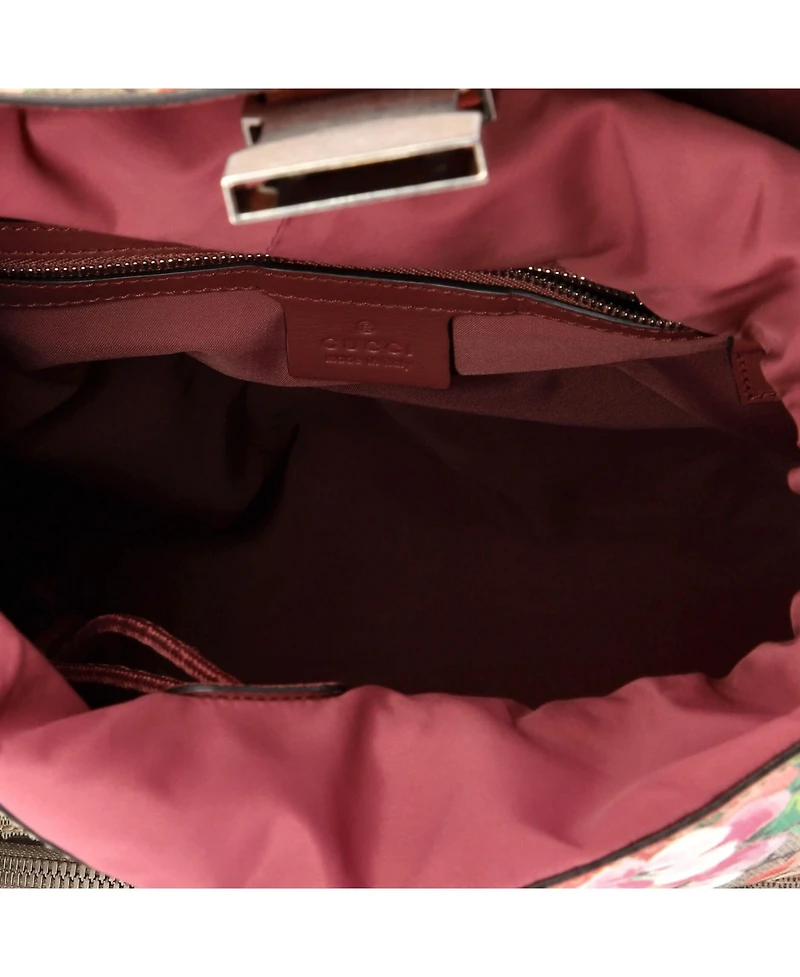 Pre-Owned Gucci Small Buckle Backpack Blooms Print Gg Coated Canvas