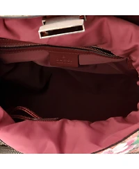 Pre-Owned Gucci Small Buckle Backpack Blooms Print Gg Coated Canvas