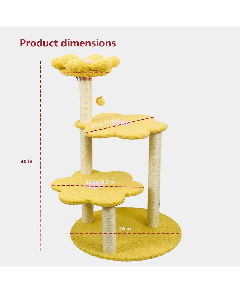 Aostirmotor Multi-Level Cat Tree with Removable Perch & Scratching Posts – Includes Hanging Toy