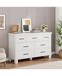 gaomon 7 Drawer Dresser for Bedroom, Wide Wood Chest of Drawers with Metal Handles, Large Storage Organizer Living Room