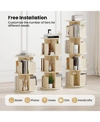 Slickblue 4-Tier Rotating Bookshelf 360degree(s) Display Rack with Dividers and Anti-falling