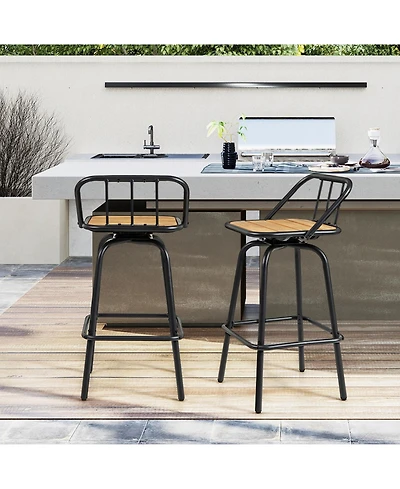 sumyeg Set of 2 Swivel Bar Stools with Backrest and Footrest