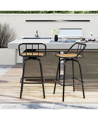 sumyeg Set of 2 Swivel Bar Stools with Backrest and Footrest